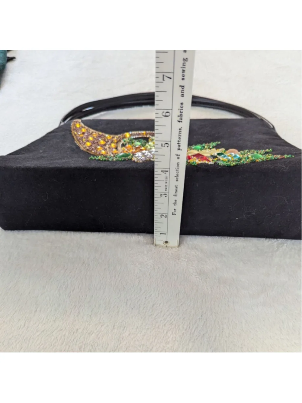 Caron of Houston Vintage Black Bejeweled Cornucopia Clutch